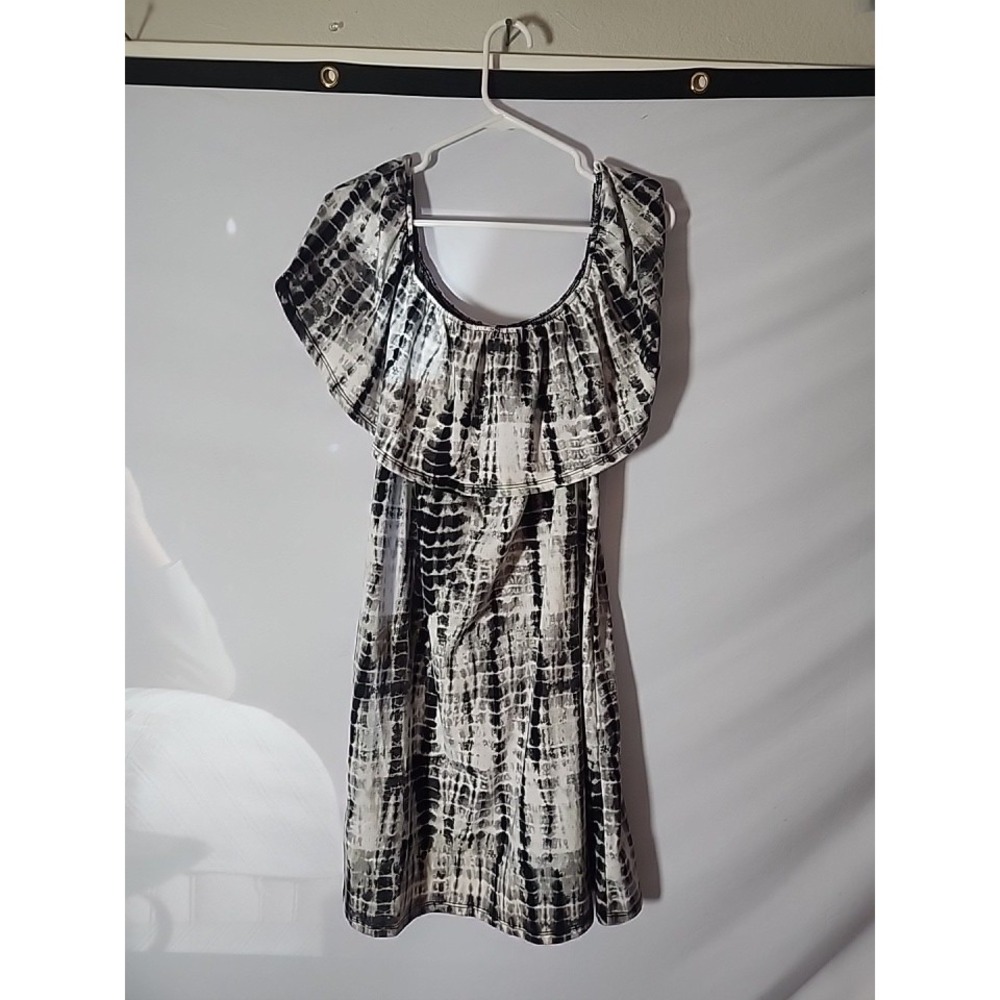West Loop Dress Women's XL Black & White Tie Dye Off The Shoulders SS